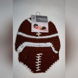 Football - Hand Crocheted Hat & Diaper Cover Set - Infant Size: 0 - 9 Months